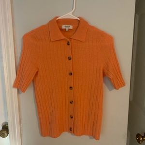 Madewell Cashmere Orange Ribbed Button-Front Shirt